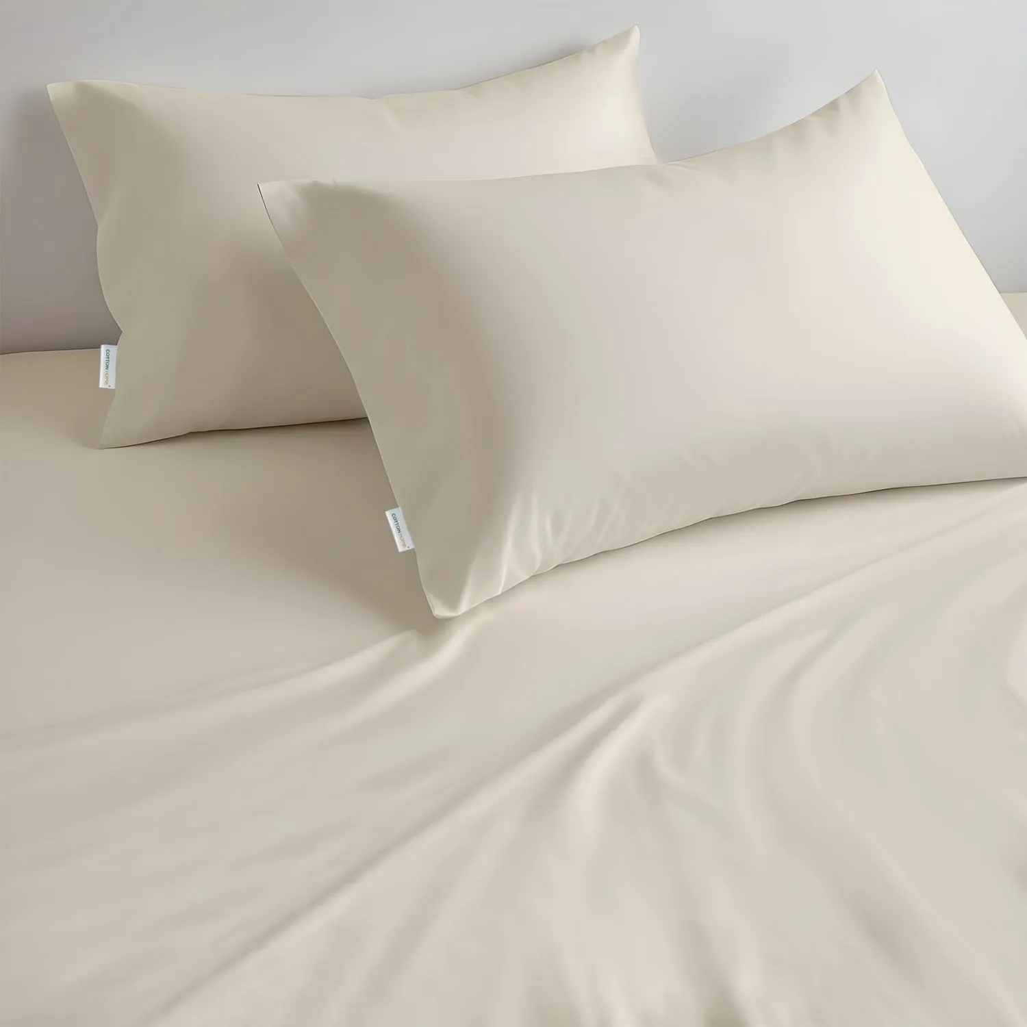 100% Egyptian Cotton 3PC Fitted Sheet 160X200 30CM Cotton Home Sateen Cream