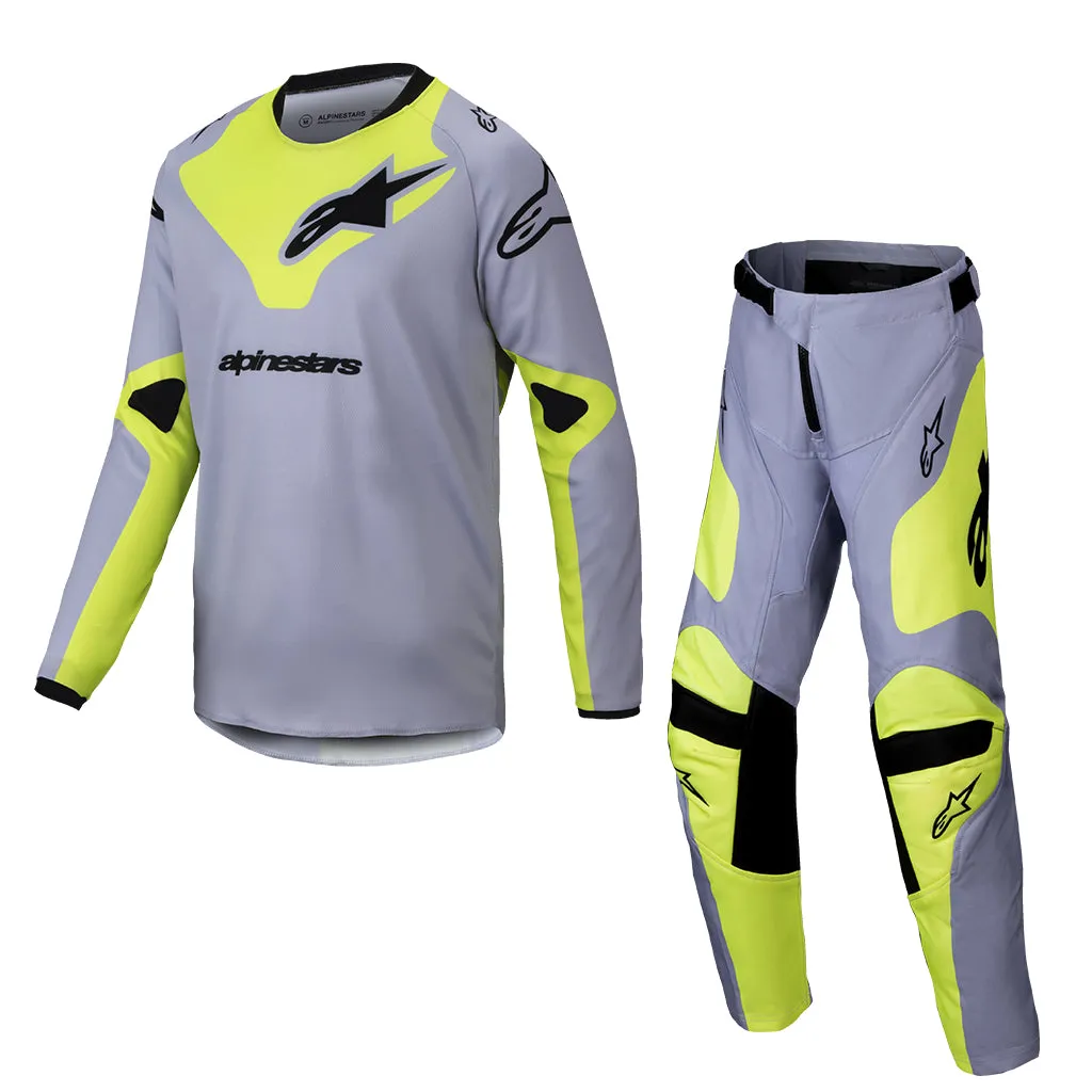 2025 Alpinestars Youth Racer Veil Grey Yellow Fluo Kit Combo