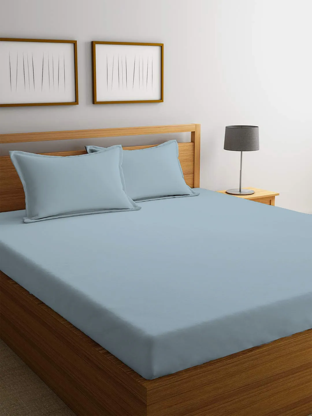 3 Piece Fitted Sheet Set Super Soft Metallic Blue Single Size 120x200 25cm with 2 Pillow Case