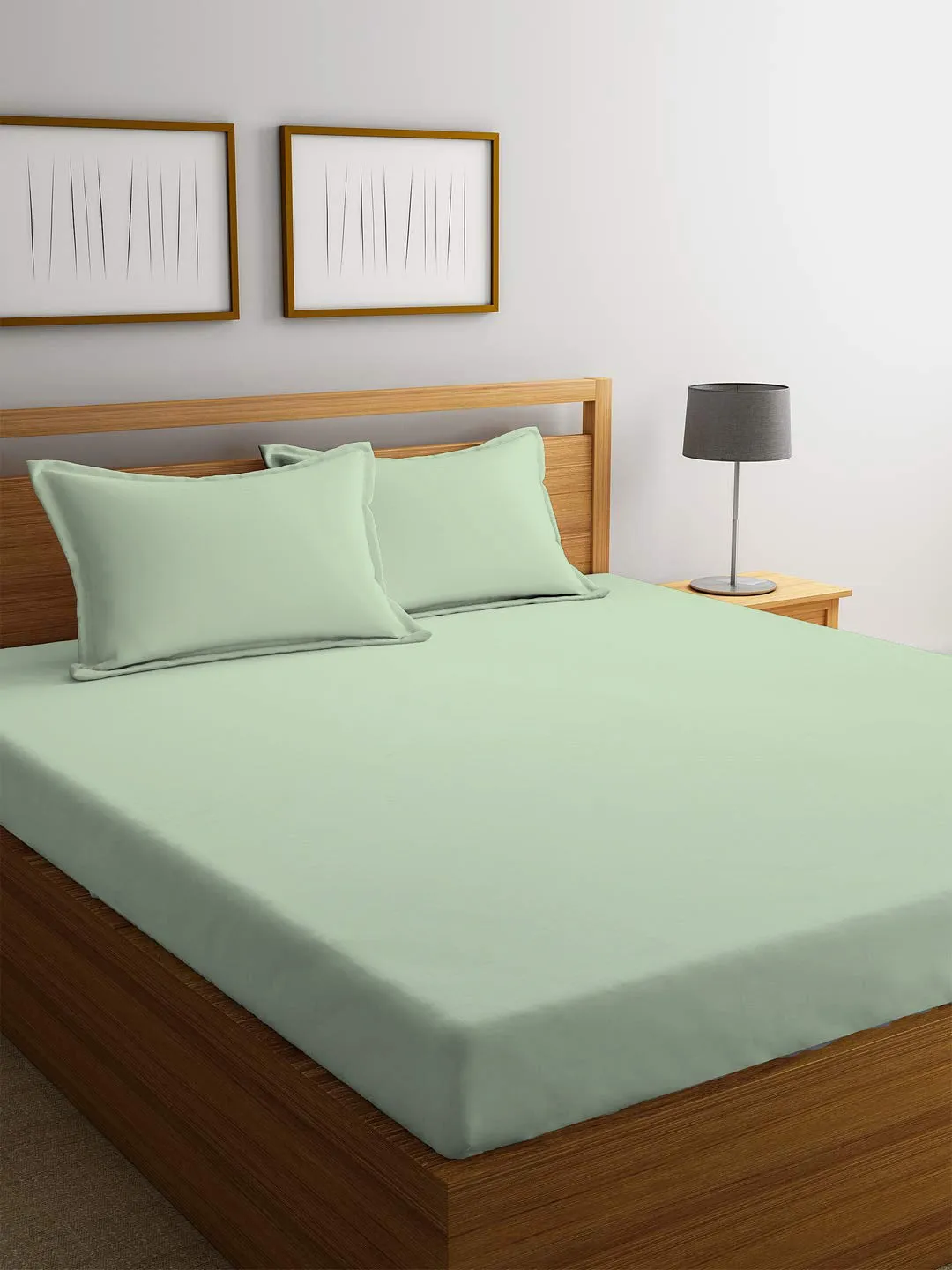 3 Piece Fitted Sheet Set Super Soft Mint Green Twin Size 160x200 30cm with 2 Pillow Case