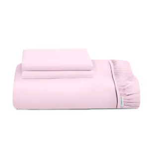 3 Piece Fitted Sheet Set Super Soft Pink King Size 180x200 30cm with 2 Pillow Case