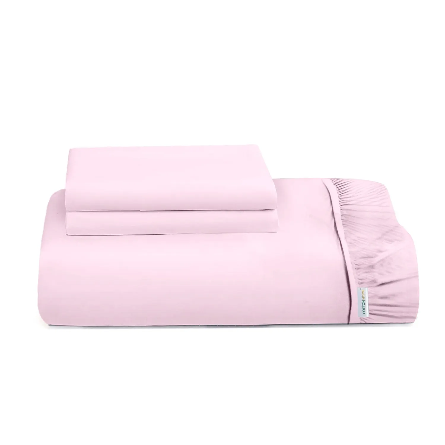 3 Piece Fitted Sheet Set Super Soft Pink Single Size 120x200 25cm with 2 Pillow Case