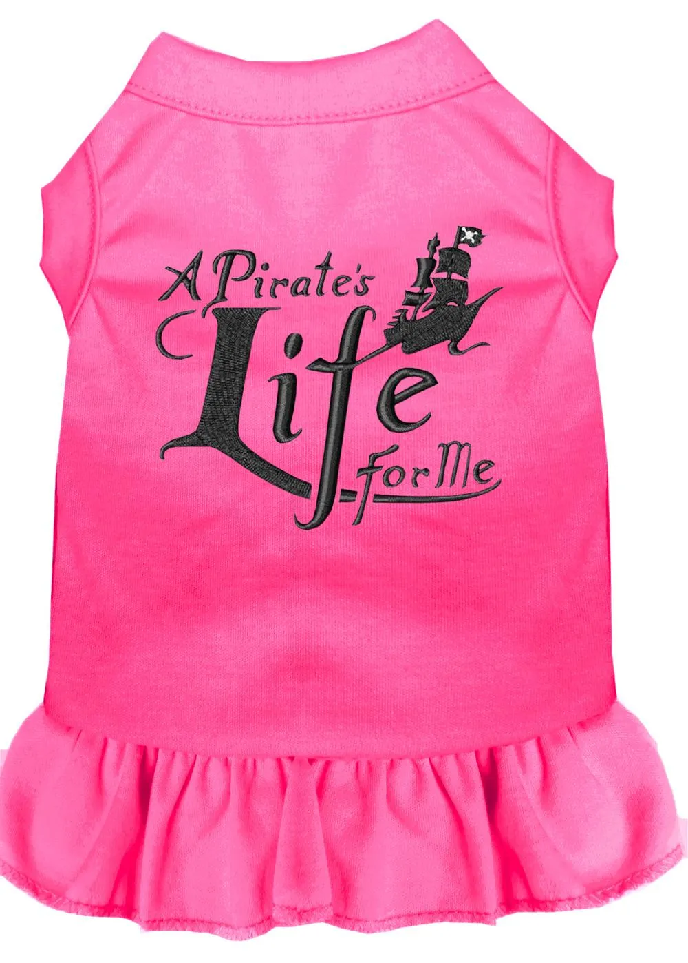 A Pirate's Life Embroidered Dog Dress Bright Pink Sm (10)