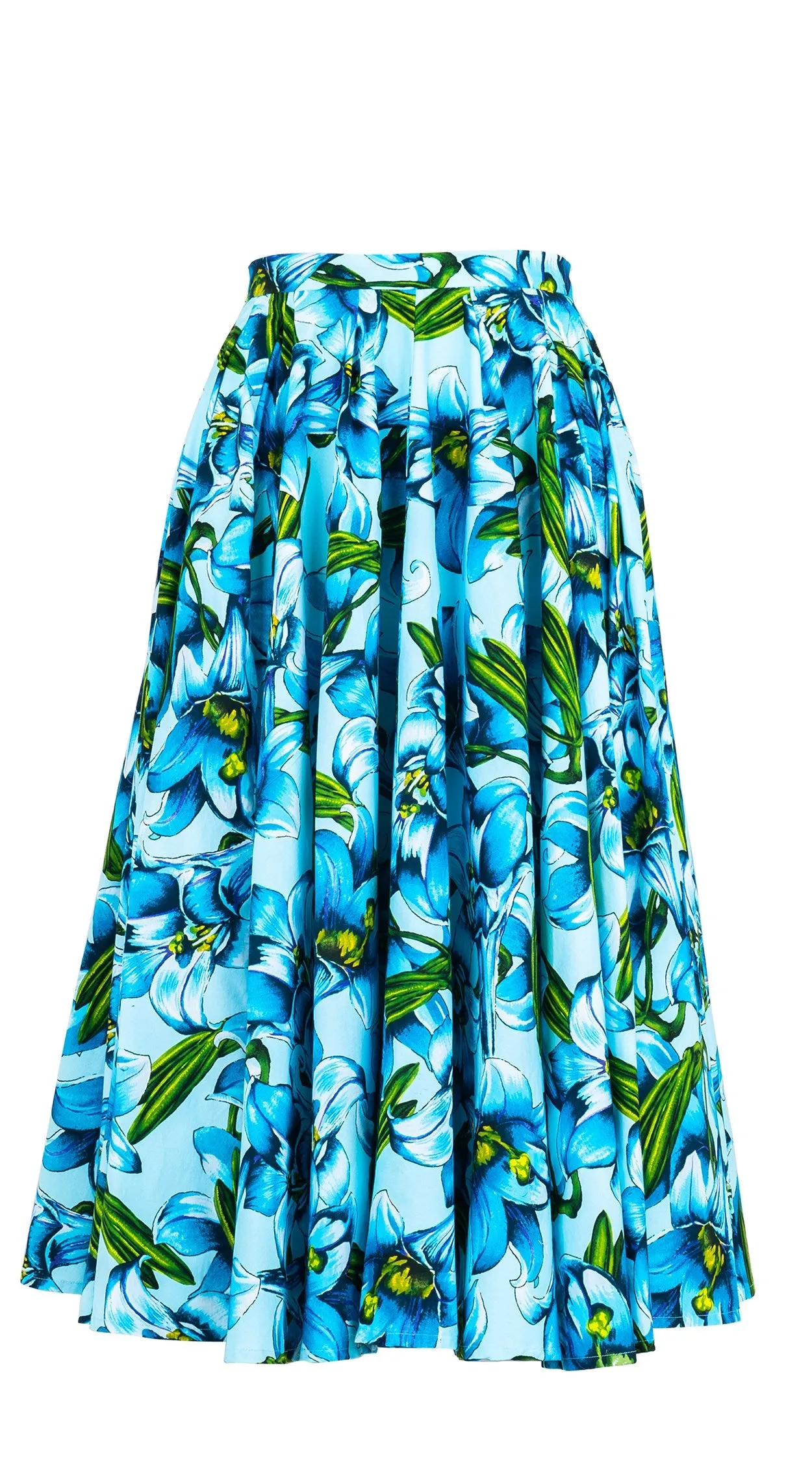 Abelia Skirt Midi Length Cotton Stretch (Paper Lillies Ground)