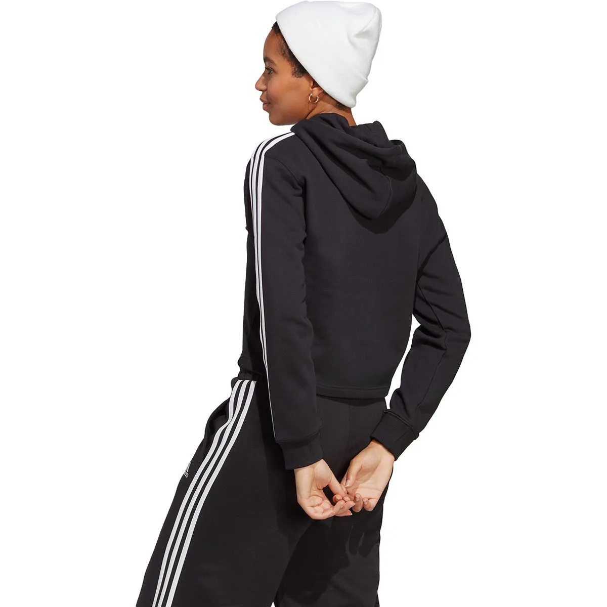 adidas Women's Essentials 3-Stripes French Terry Crop Hoodie