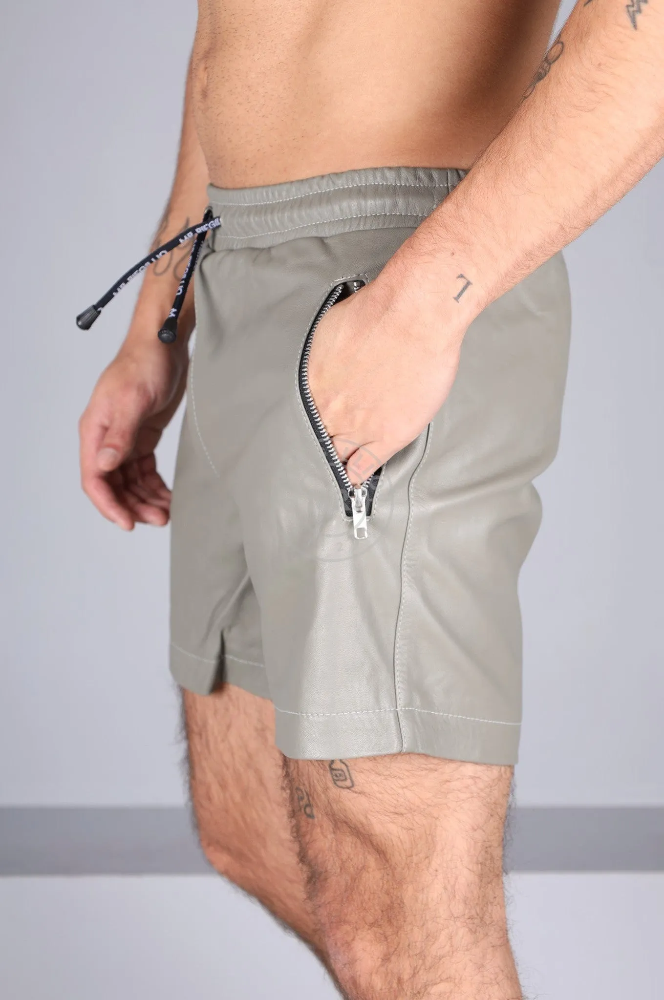 Ash Grey Leather Track Short