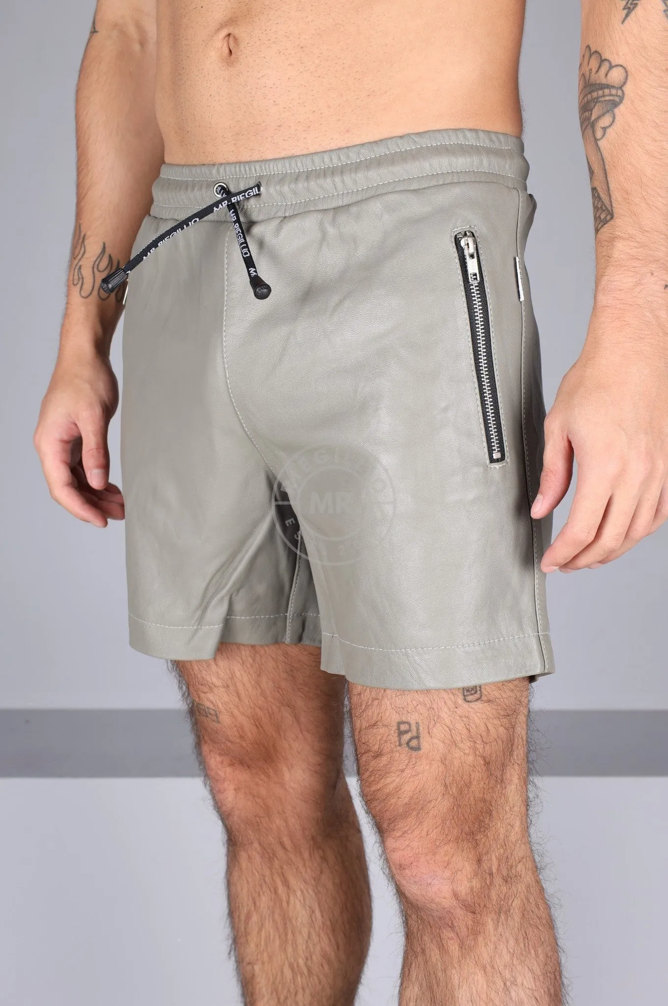 Ash Grey Leather Track Short