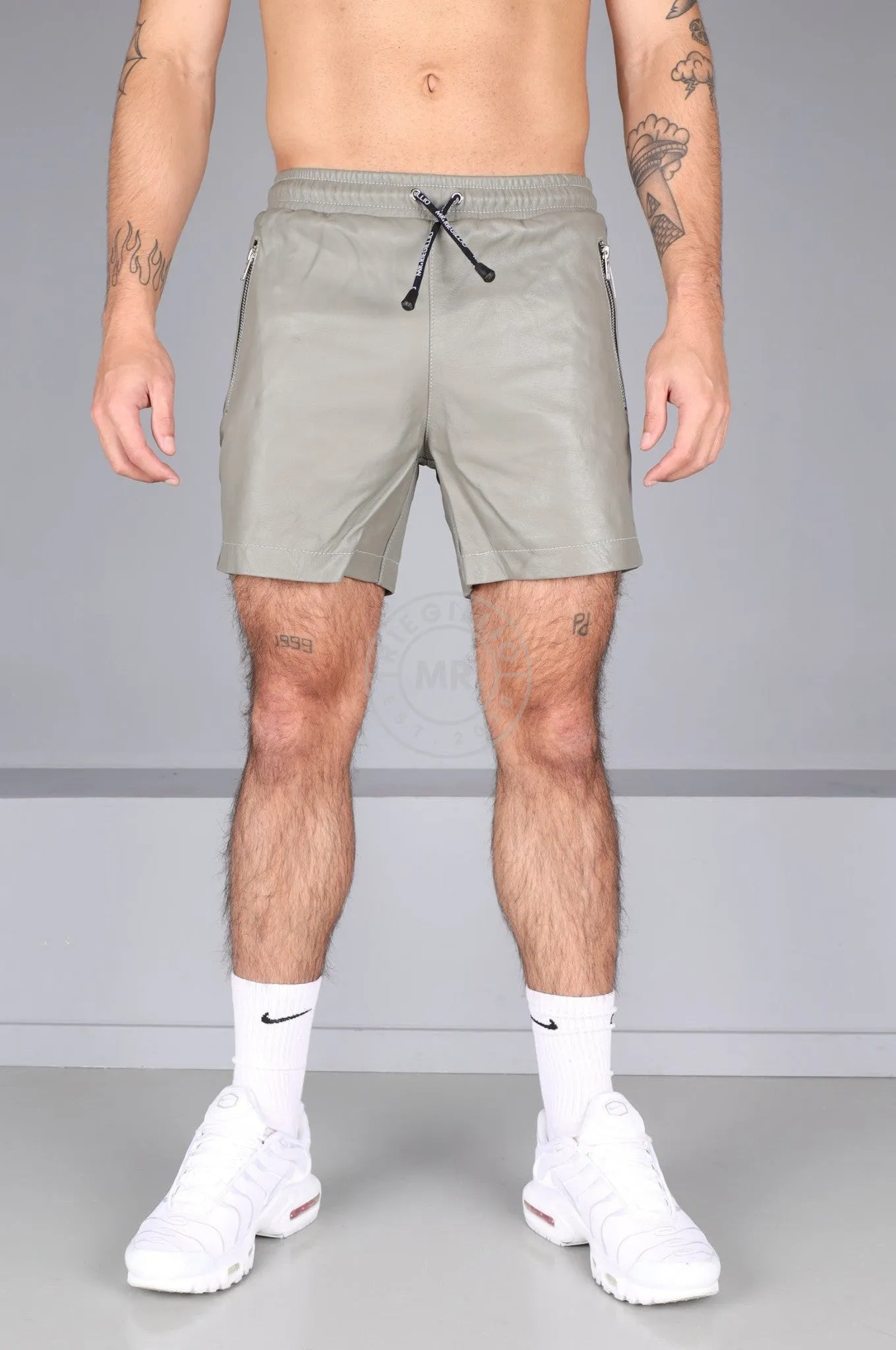 Ash Grey Leather Track Short