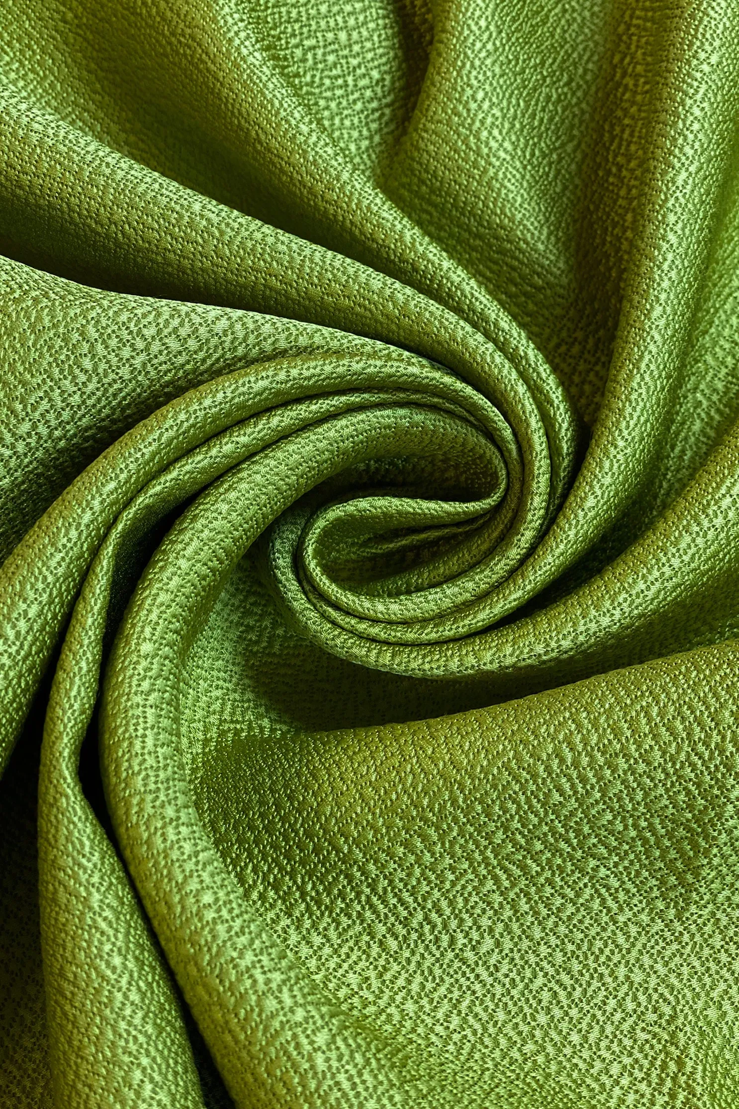 Avocado Silk & Wool Hammered Satin