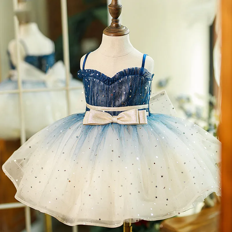 Baby Girl Dress Toddler Prom Starry Sky Cake Birthday Princess Dress