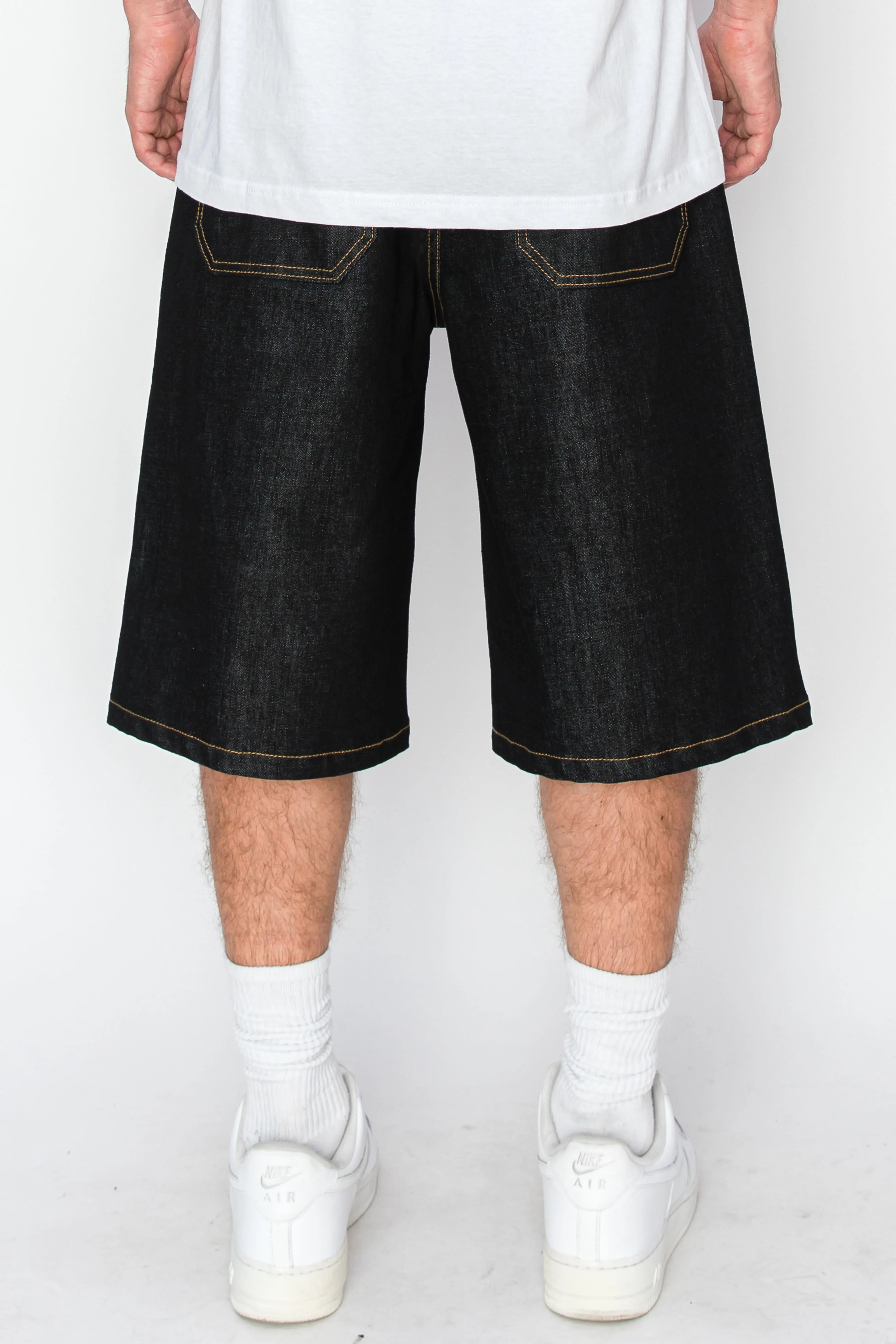 Baggy Fit Raw Denim Shorts