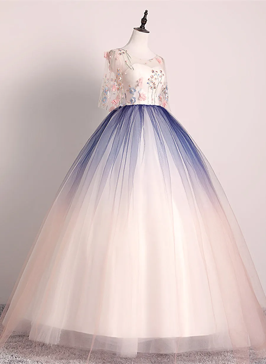 Beautiful Gradient Ball Gown Long Party Dress, Gradient Formal Dress