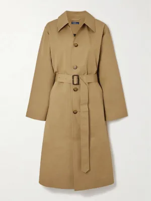 Belted gabardine trench coat