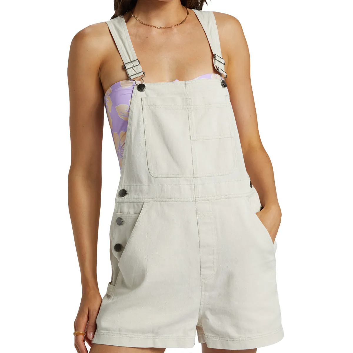 Billabong Women's Sand Canyon Denim Overall Shorts