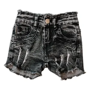 Black Acid Washed Cut Offs