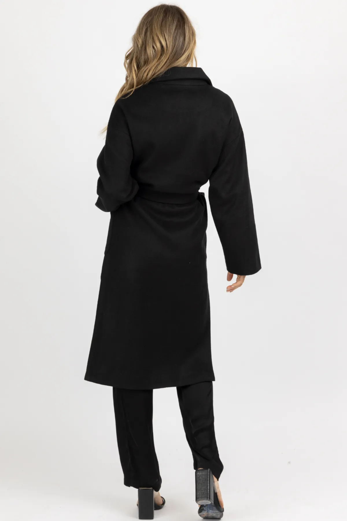 BLACK OVERSIZE BELTED TRENCH COAT