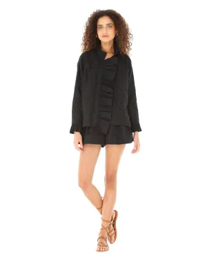 Black Poplin Ruffle Jacket