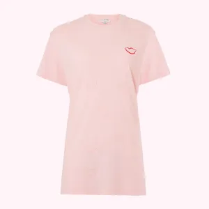 BLUSH EMBROIDERED LIP MACIE T-SHIRT