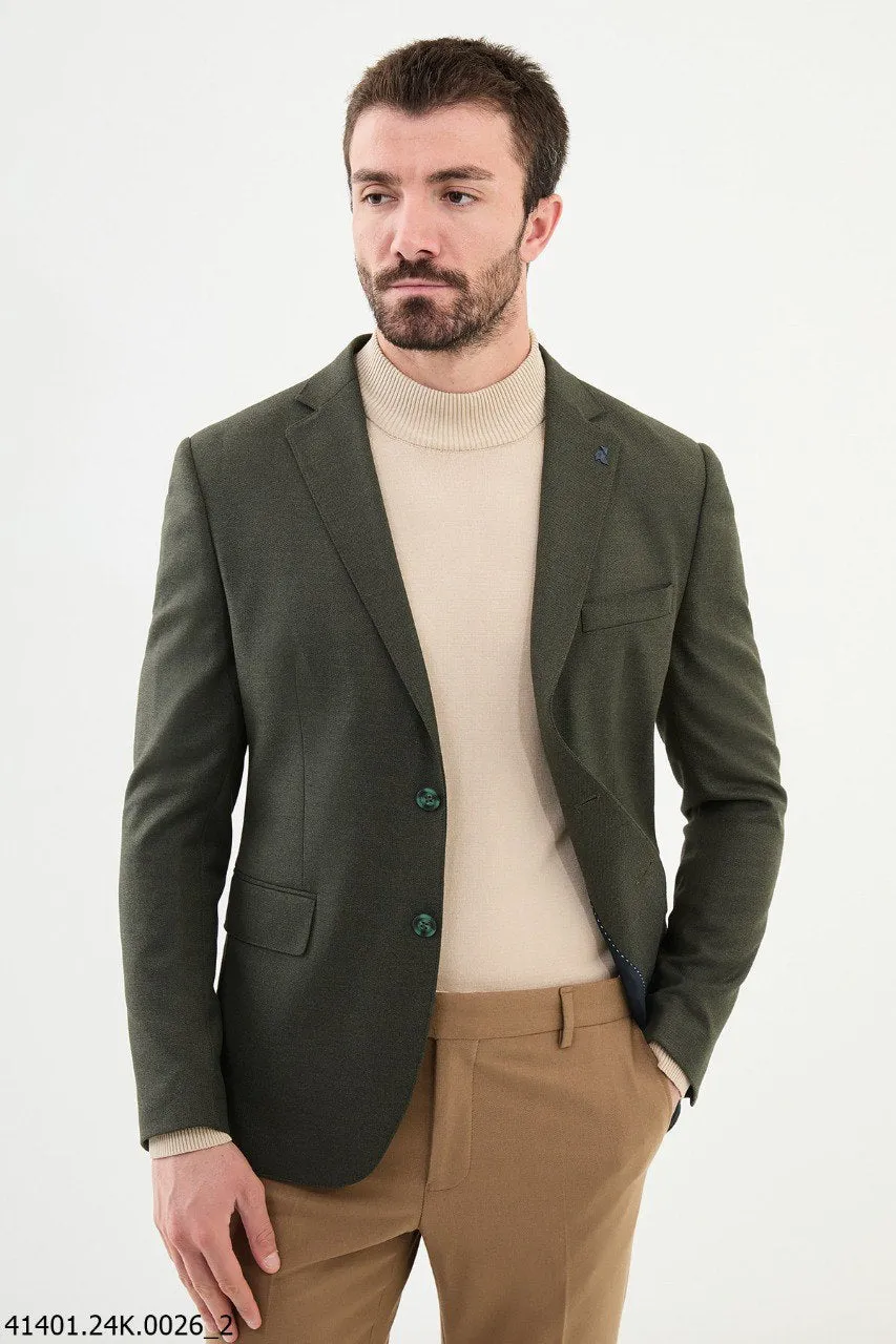 Bojoni Belmonte Slim Fit Khaki Blazer