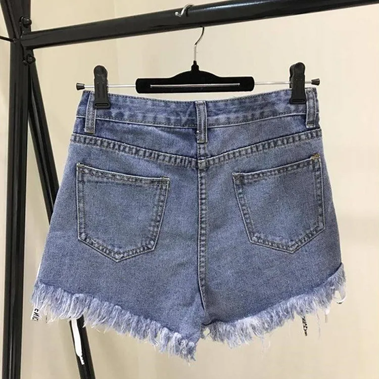 Chic Letter High Waist Denim Hot Shorts