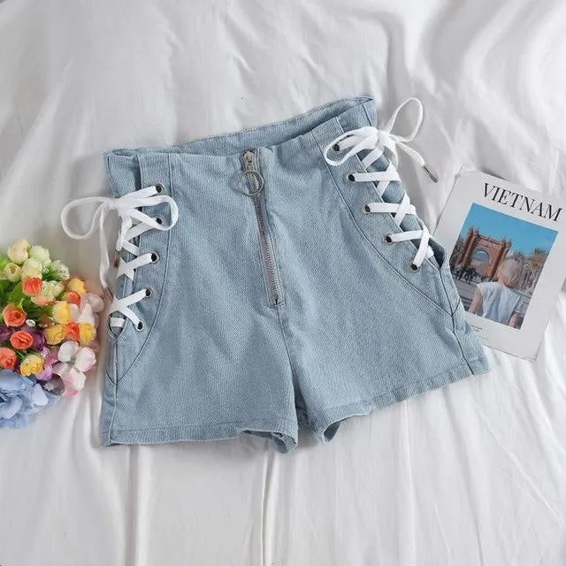 Corset Denim Shorts