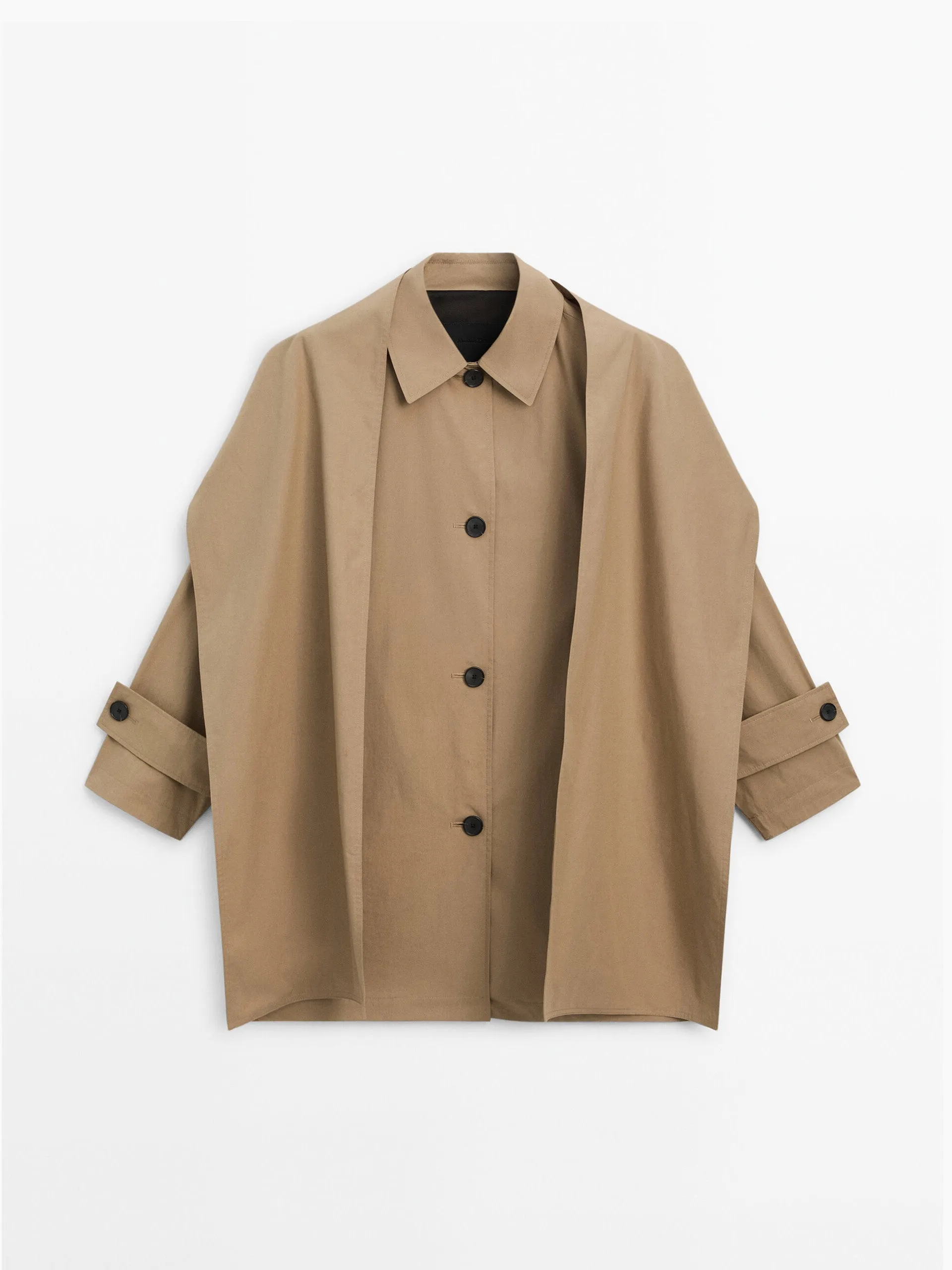 Cotton trench coat with scarf