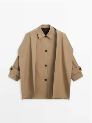 Cotton trench coat with scarf