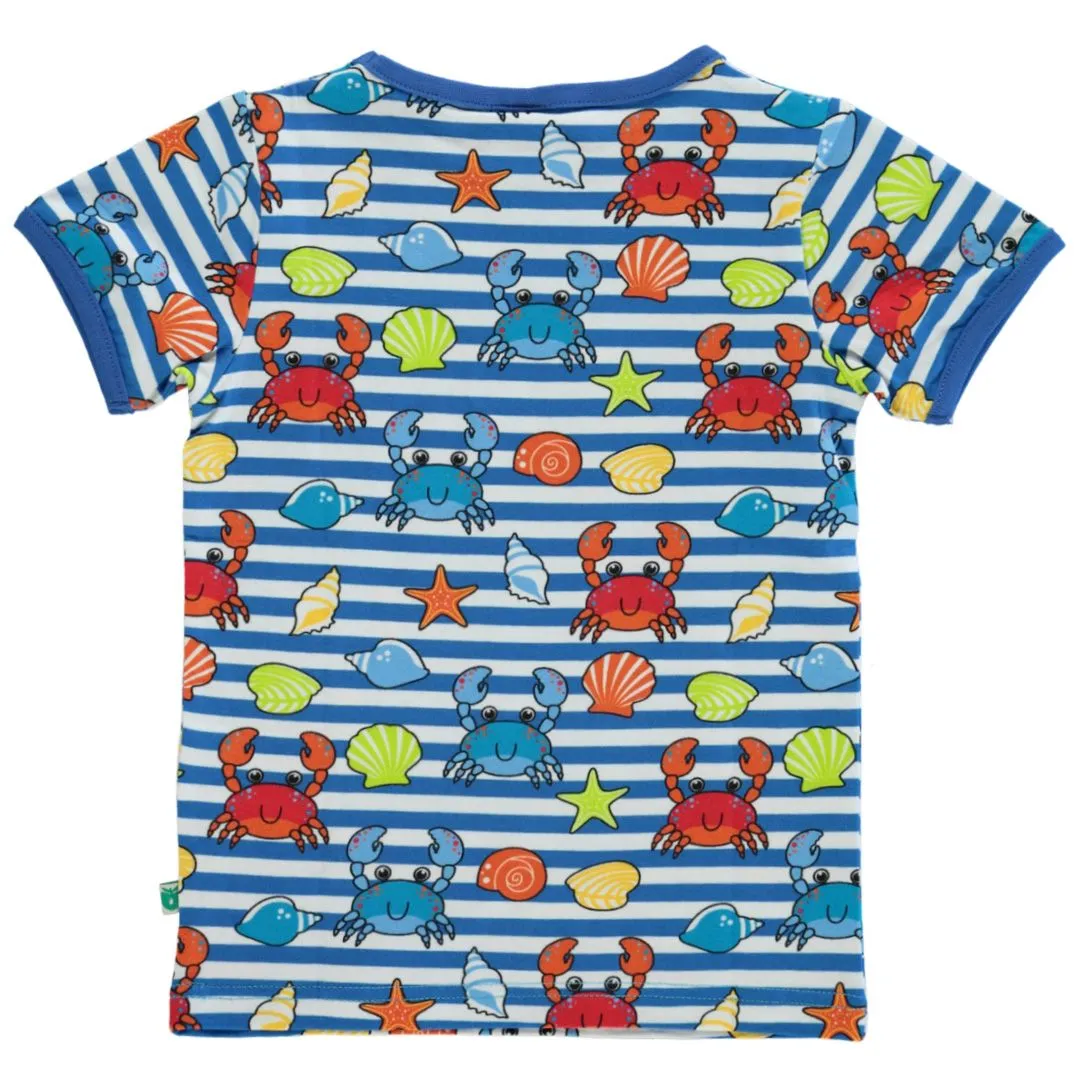 Crabs Short Sleeve Shirt  in Brilliant Blue - 1 Left Size 9-10 years