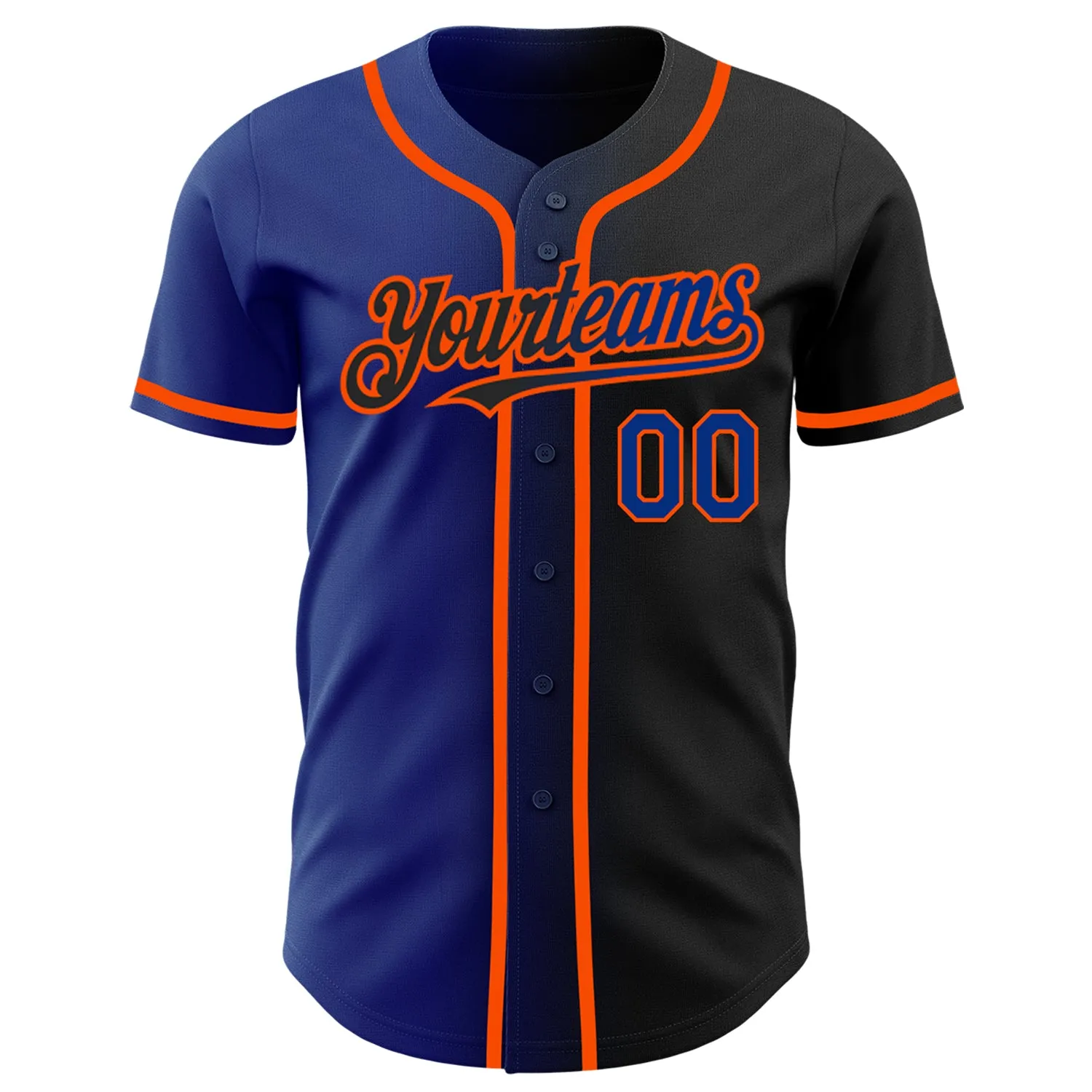 Custom Black Royal-Orange Authentic Gradient Fashion Baseball Jersey