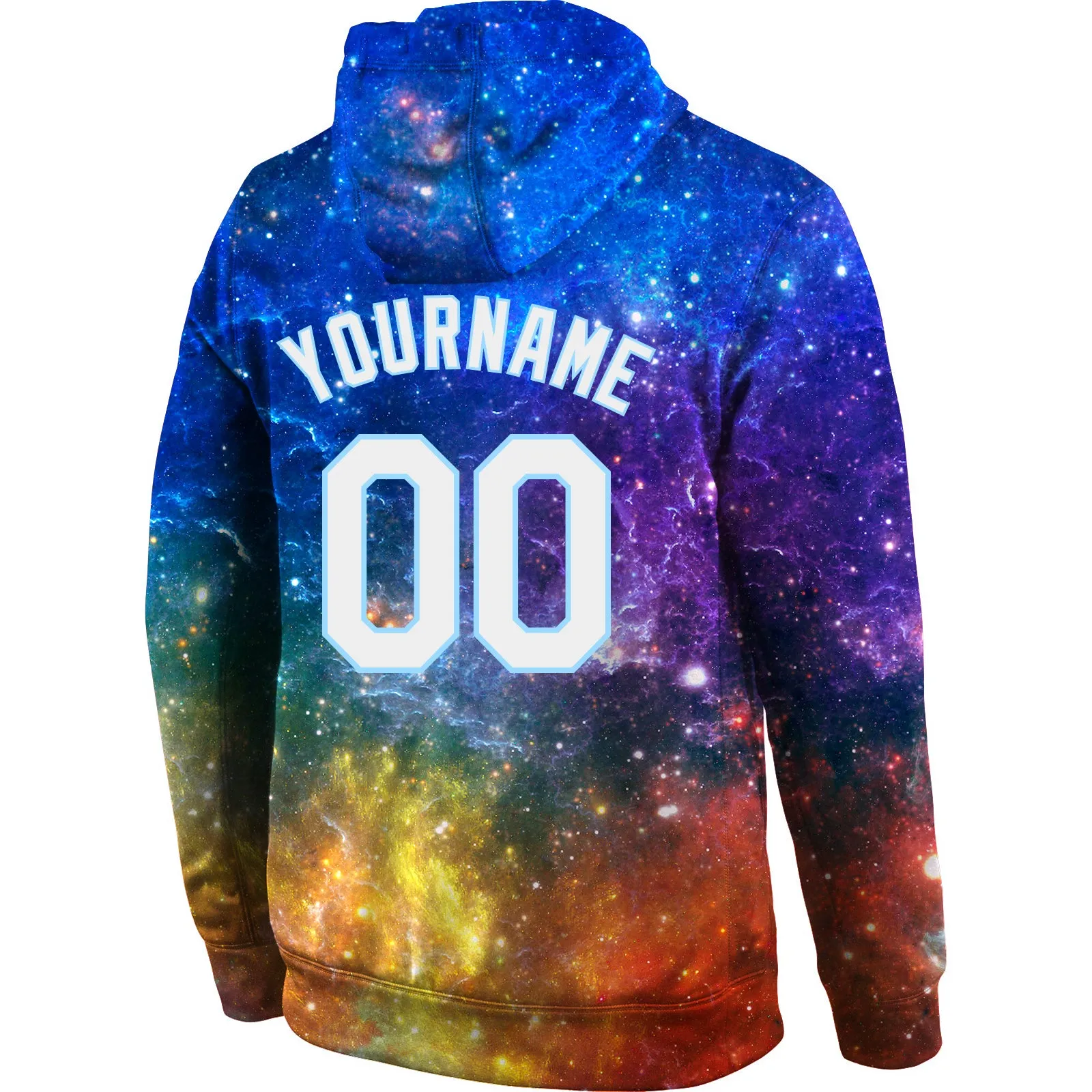 Custom Stitched Galactic White-Light Blue 3D Sports Pullover Sweatshirt Hoodie