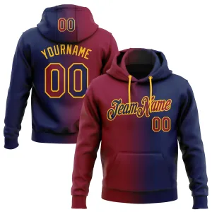 Custom Stitched Navy Maroon-Gold Gradient Fashion Sports Pullover Sweatshirt Hoodie