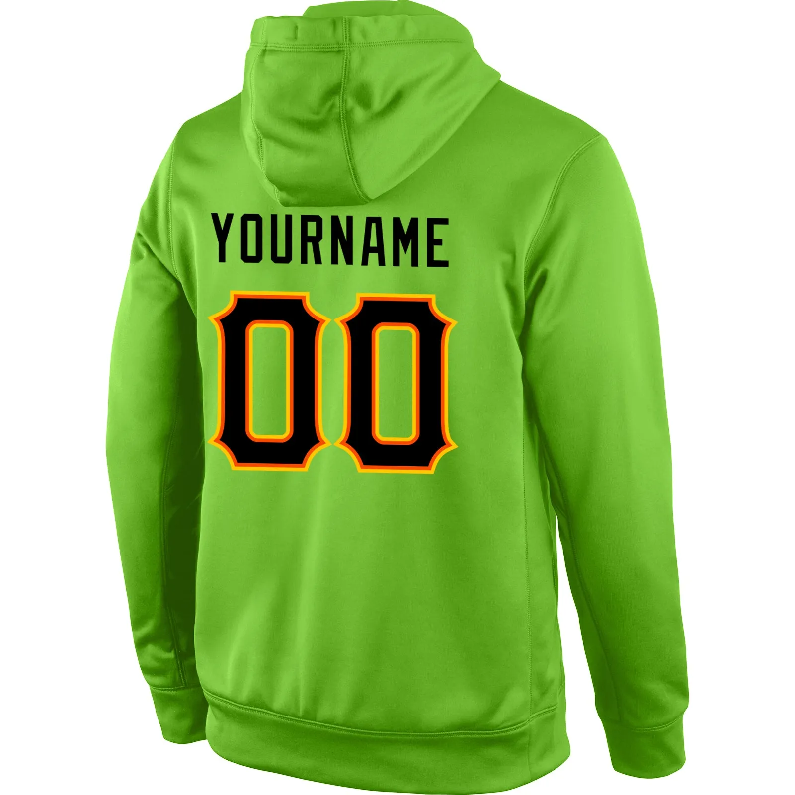 Custom Stitched Neon Green Black-Orange Sports Pullover Sweatshirt Hoodie