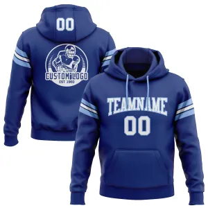 Custom Stitched Royal White-Light Blue Football Pullover Sweatshirt Hoodie