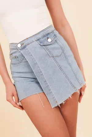 Denim overslag skort blauw