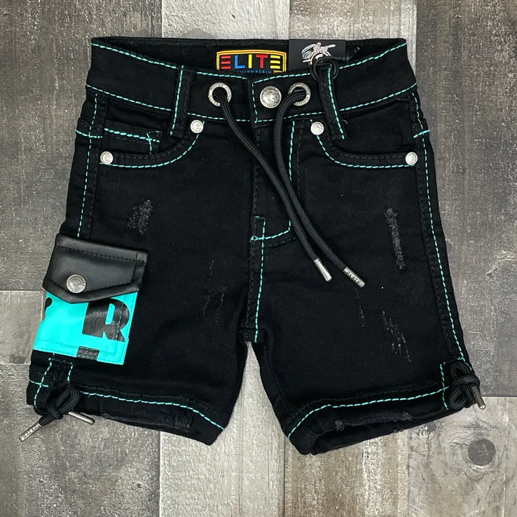 Elite- rich kids denim shorts (black)(kids)