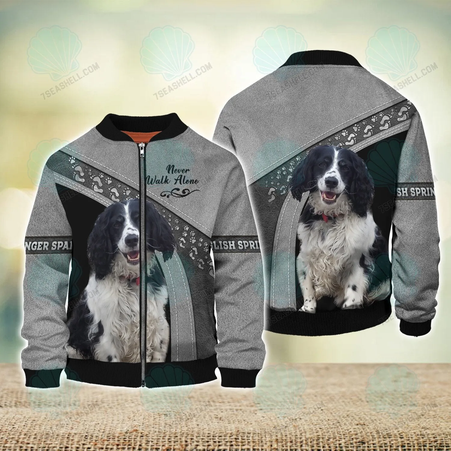 English Springer Spaniel Never Walk Alone 3D Full Print Shirts, Christmas Dog Memorial Gifts for loss of Dog