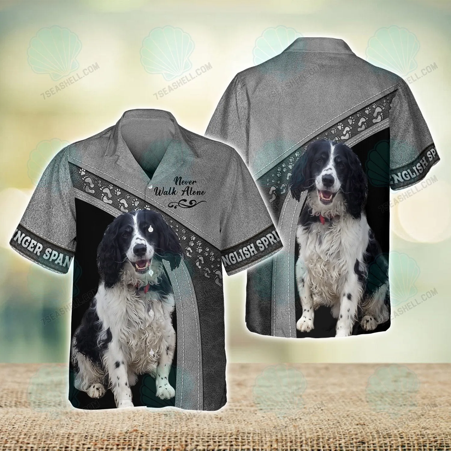 English Springer Spaniel Never Walk Alone 3D Full Print Shirts, Christmas Dog Memorial Gifts for loss of Dog