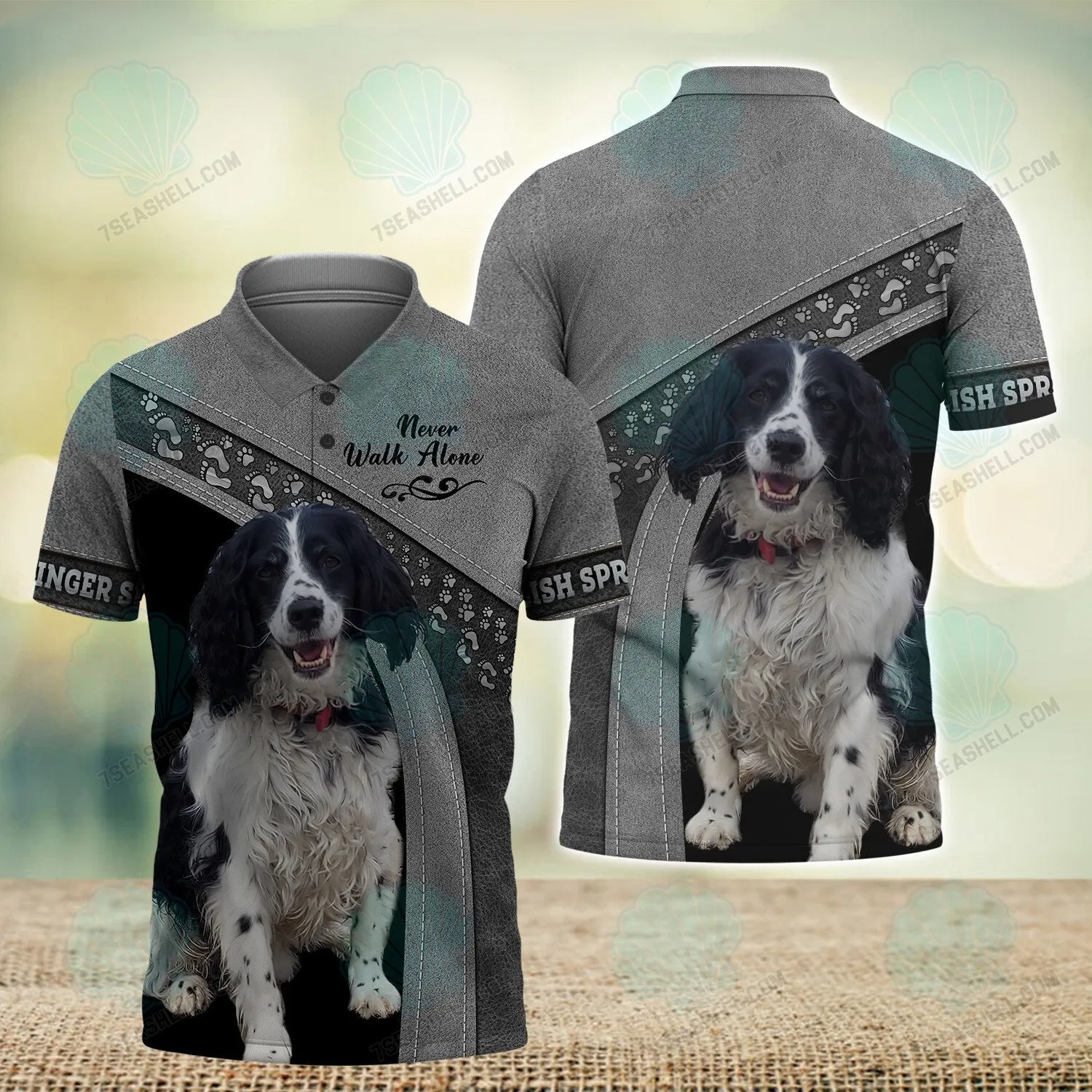 English Springer Spaniel Never Walk Alone 3D Full Print Shirts, Christmas Dog Memorial Gifts for loss of Dog