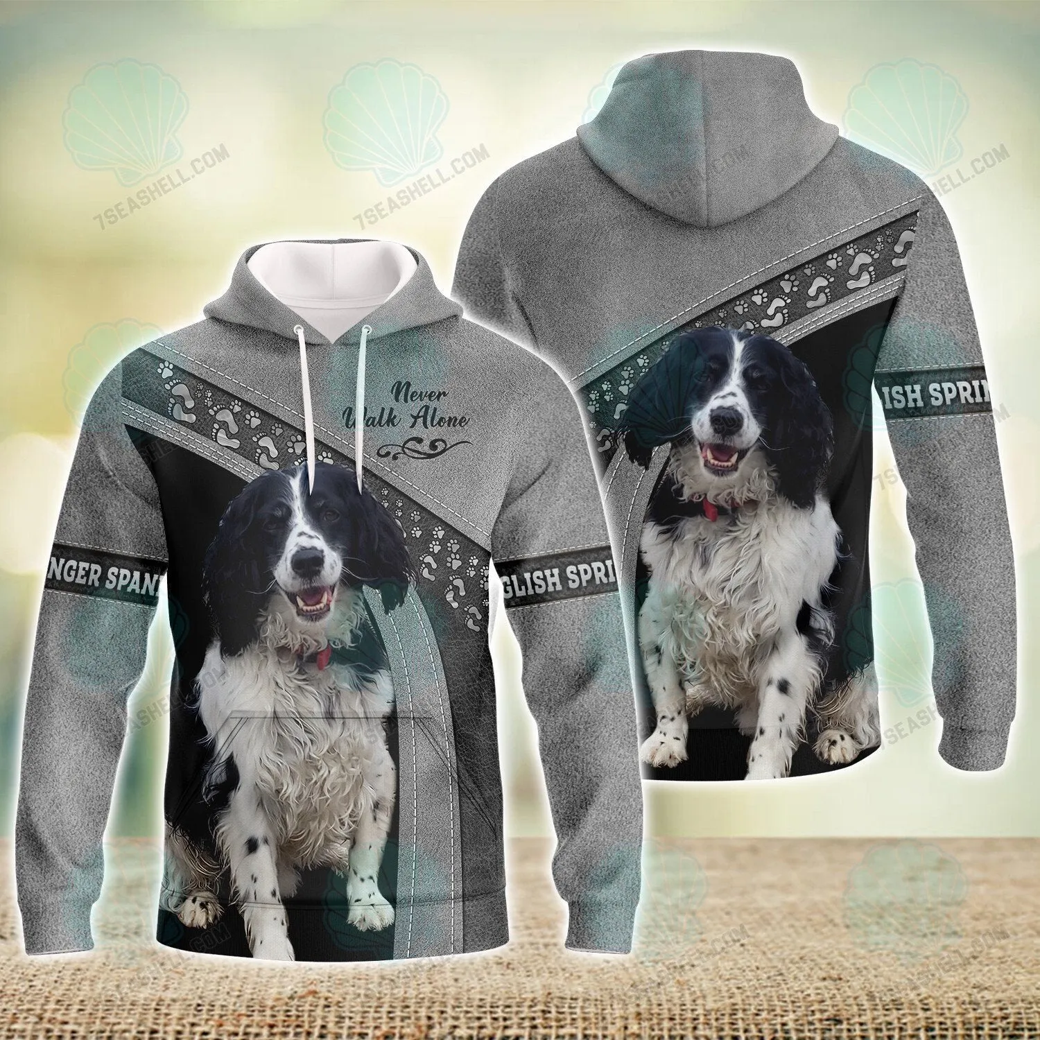 English Springer Spaniel Never Walk Alone 3D Full Print Shirts, Christmas Dog Memorial Gifts for loss of Dog