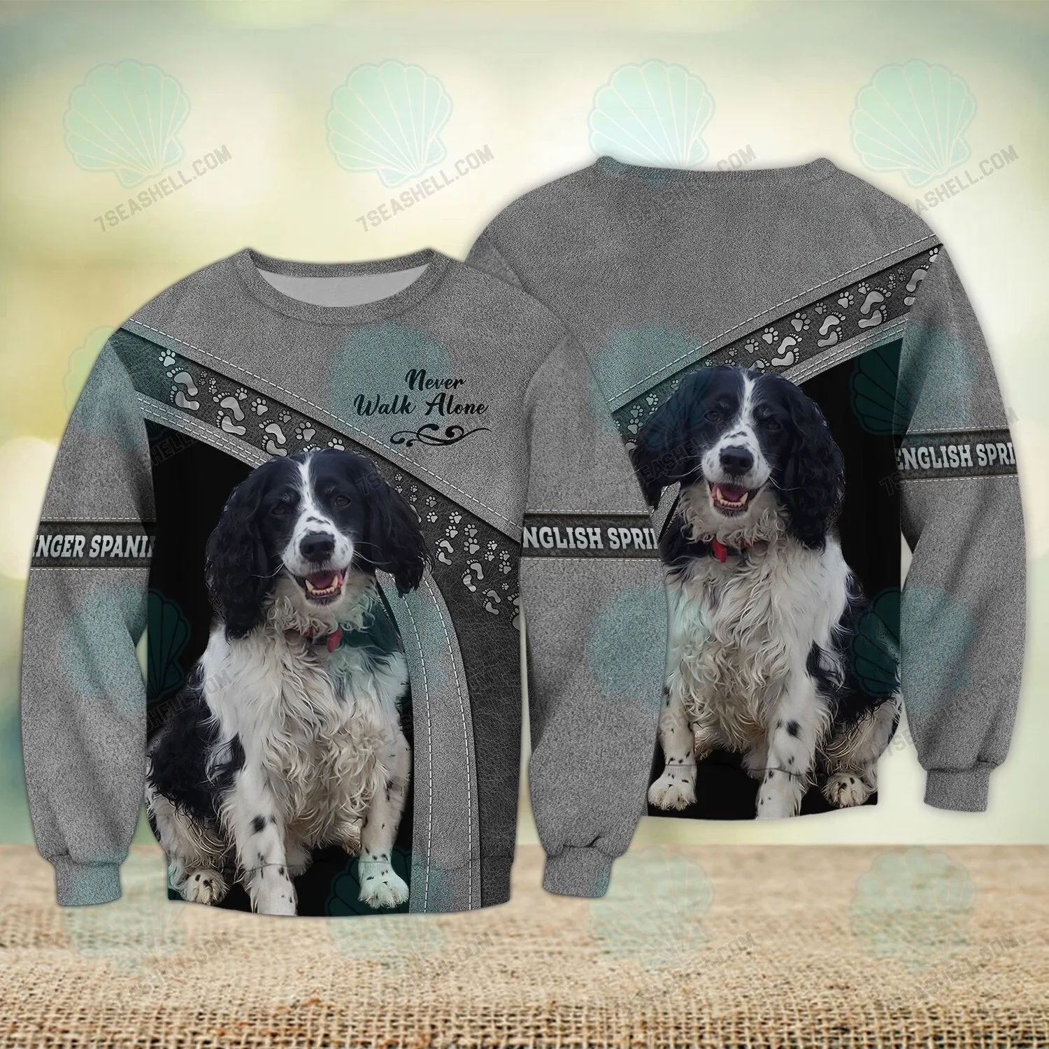 English Springer Spaniel Never Walk Alone 3D Full Print Shirts, Christmas Dog Memorial Gifts for loss of Dog