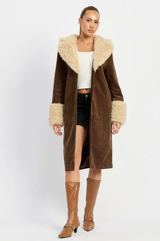 FAUX FUR MID TRENCH COAT