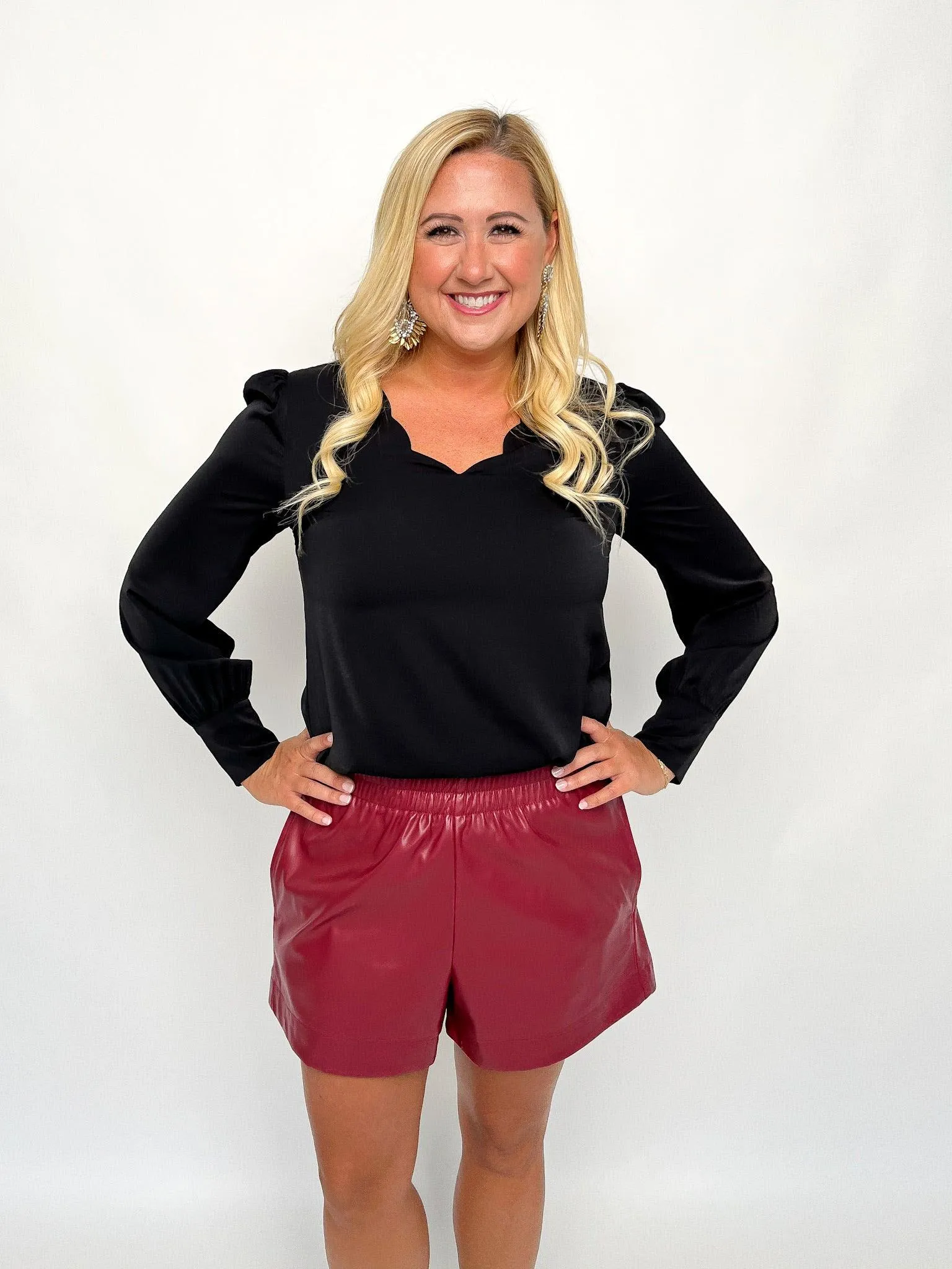 Garnet Faux Leather Shorts