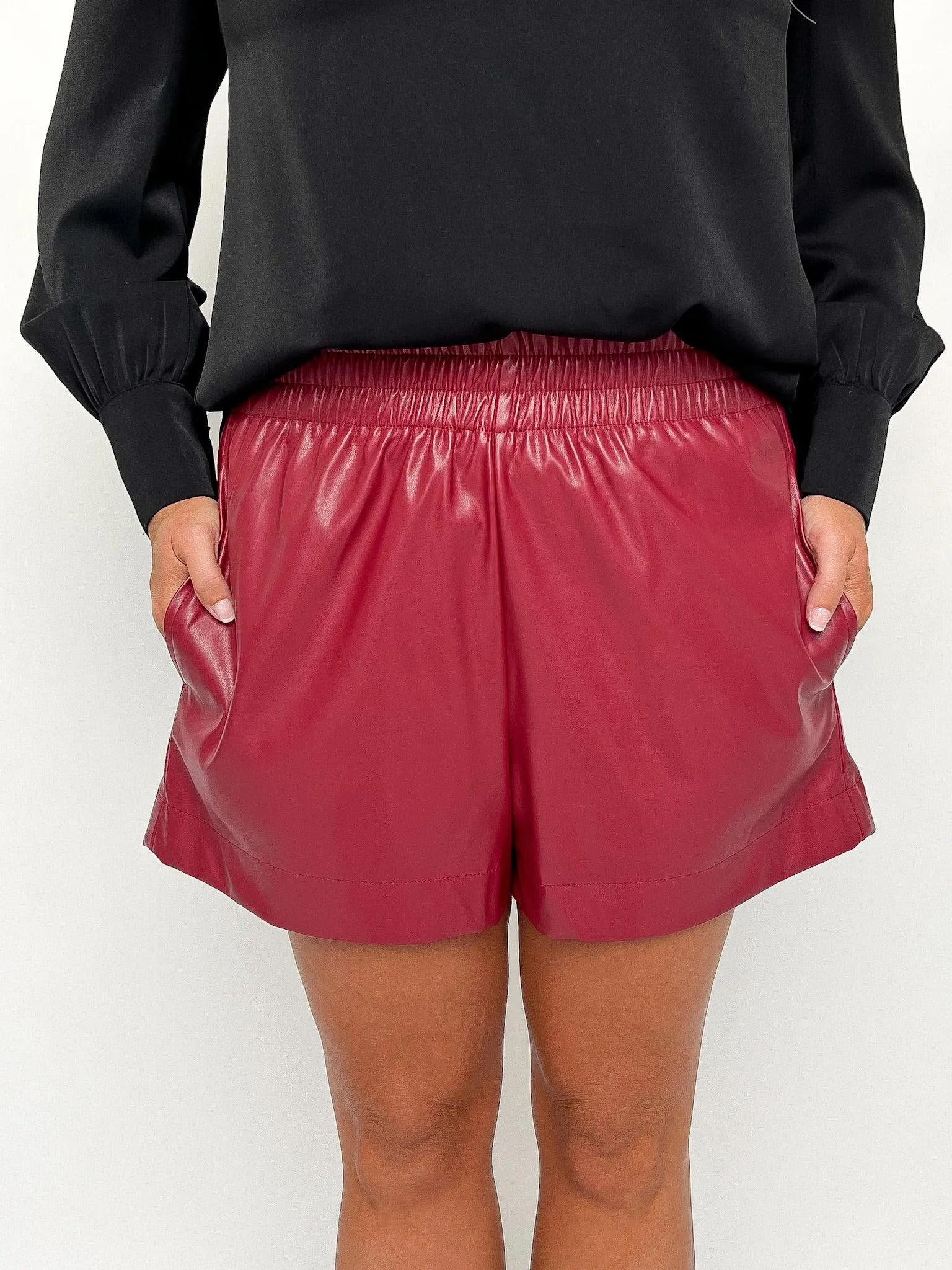 Garnet Faux Leather Shorts