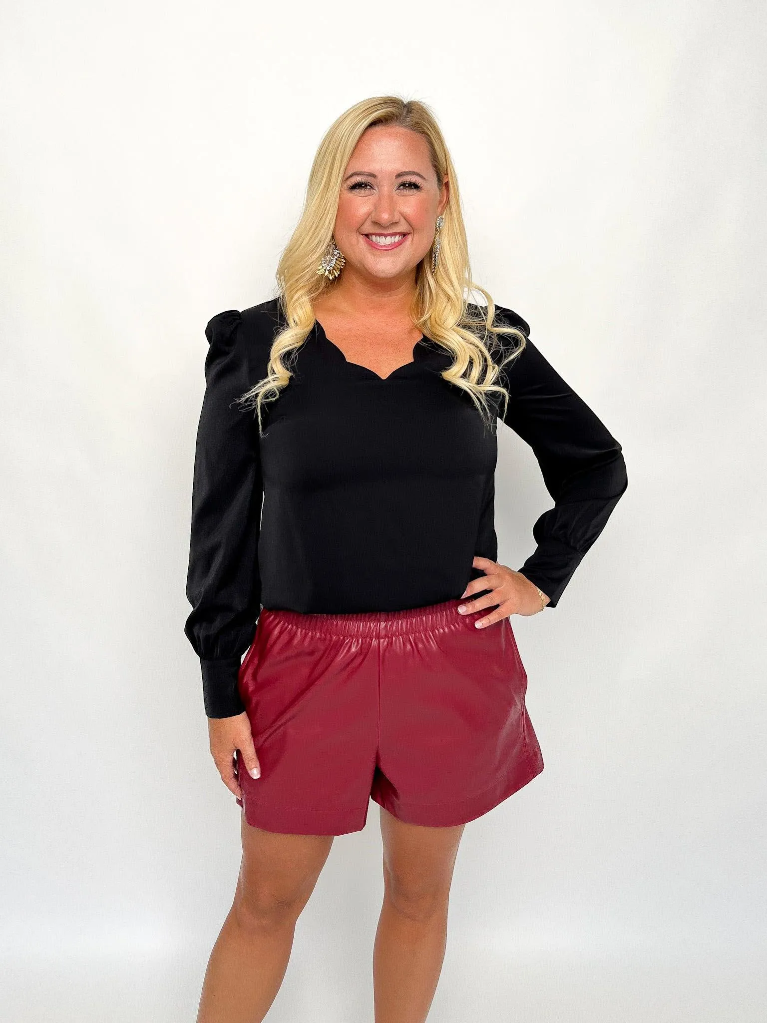 Garnet Faux Leather Shorts