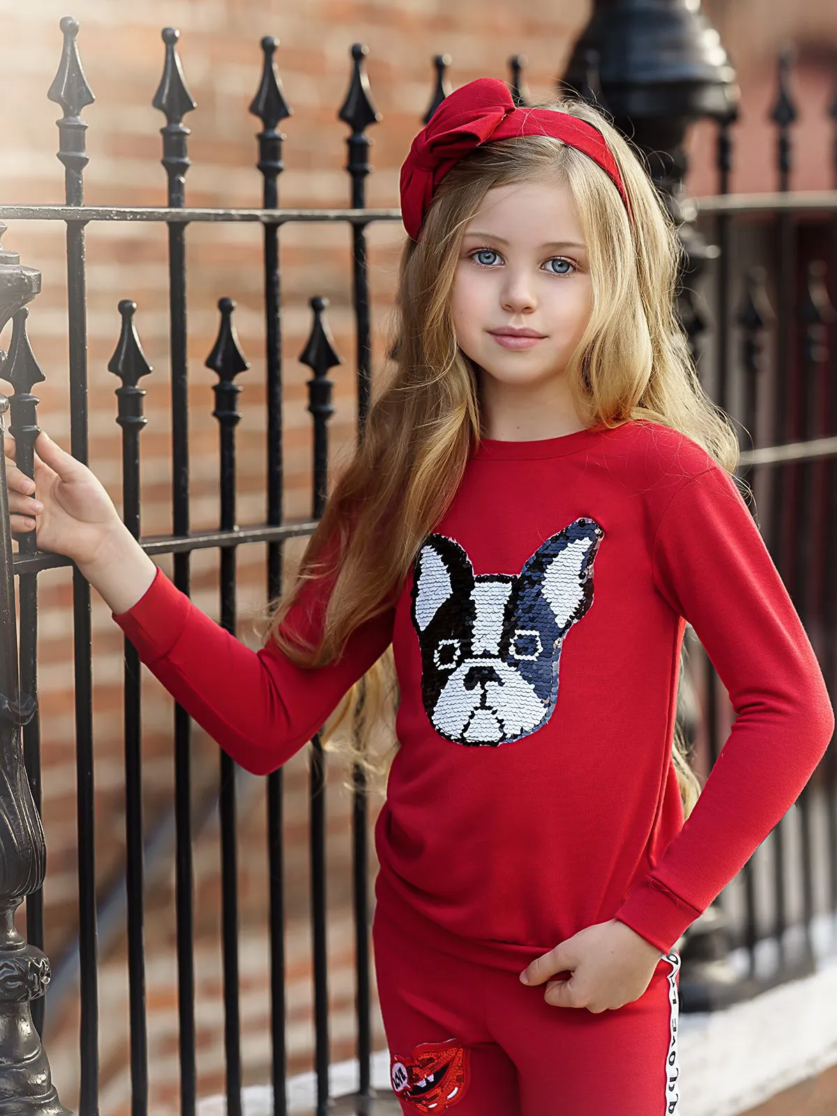 Girls Animal Applique Sweatshirt & Sweatpants Set