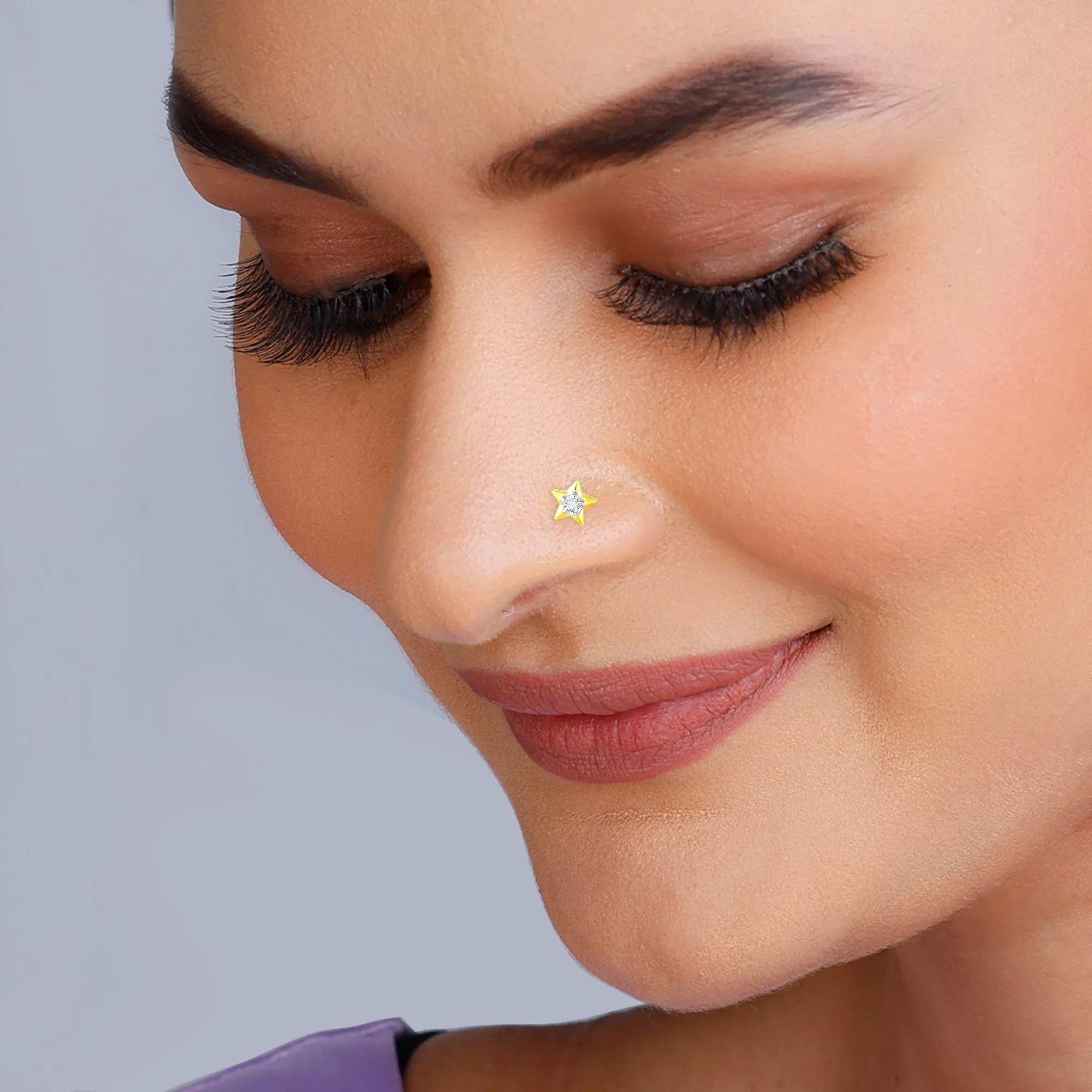 Gold Starry Sparkle Diamond Nose Pin