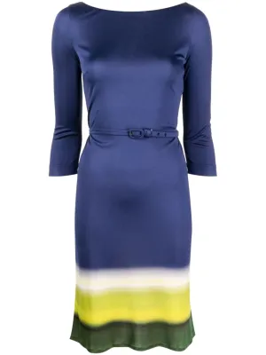 Gradient Belted Jersey Dress