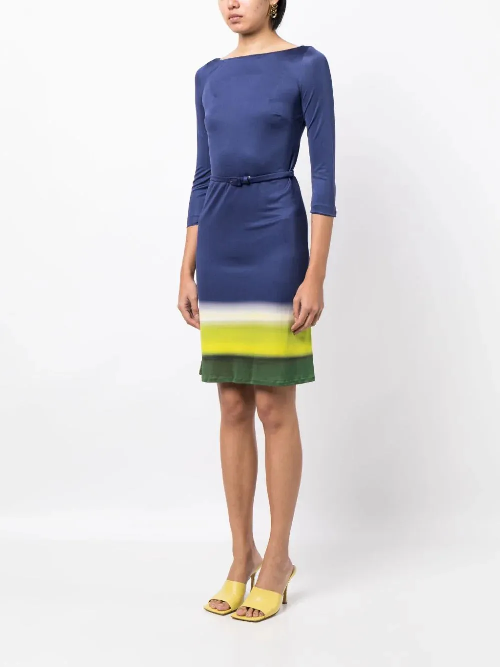 Gradient Belted Jersey Dress