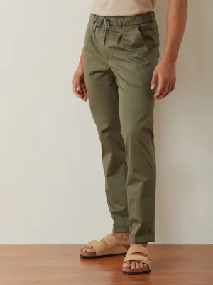 Green Plain Cotton Loose Pants