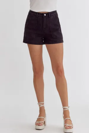 Hayley Pocket High Rise Denim Short in Black